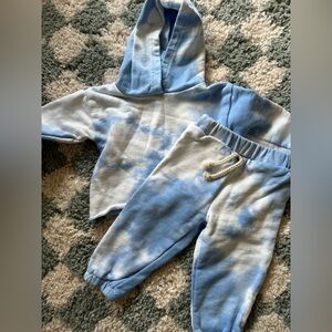 Little one shop baby set, girl, tie dye, blue, crop sweatshirt sweatpants